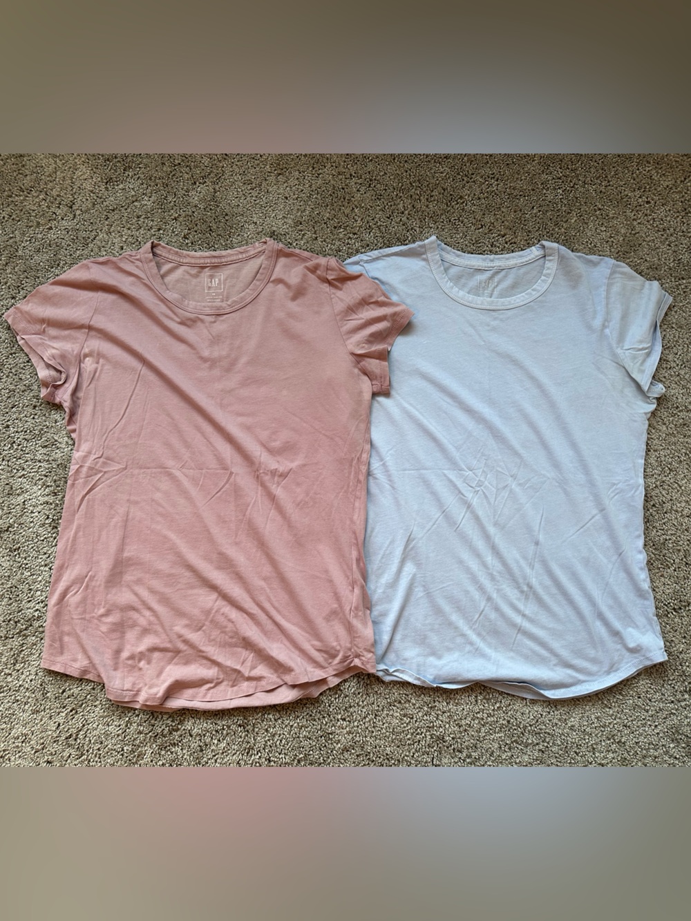 Everyday Crew Neck Tee - Blush Pink and light blue